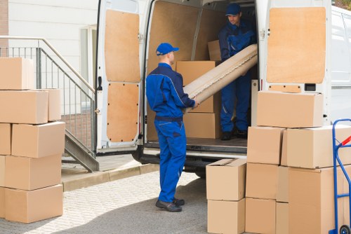 Service van arriving for rubbish removal